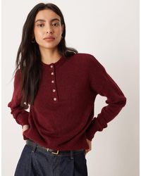 ASOS - – henley-oberteil aus strick aus einem hochwertigen mix aus wolle und alpaka - Lyst