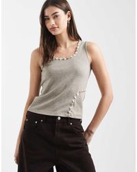 Daisy Street - Scoop Neck Vest Top With Button Detailing - Lyst