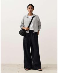 Oysho - 100% Linen Straight-leg Trousers With Seam Detail - Lyst