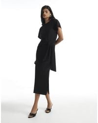 River Island - Tie Side Premium Midi Dress - Lyst