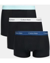 Calvin Klein - Pack De 3 Calzoncillos Negros Holgados Con Cinturillas De Color Turquesa, Blanco Y Azul De Algodón Icon Cotton Stretch De - Lyst