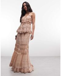 AllSaints - Camille Co-ord Broderie Tiered Midi Skirt - Lyst
