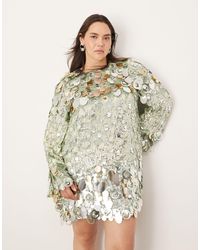 ASOS - Curve Stacked Multi Sequin Loose Fit Mini Dress - Lyst