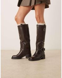 ASOS - Cobra Buckle Harness Knee Boots With Silver Hardware - Lyst