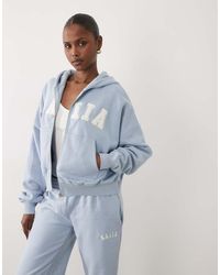 Kaiia - Cotton Rich Embroidered Logo Oversized Zip Up Hoodie - Lyst