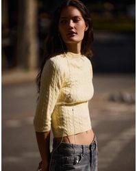 Bershka - Cable Knit Round Neck Jumper - Lyst