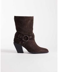 ASOS - Elena Suede Western Ankle Boot With Harness - Lyst