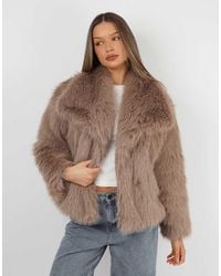 SIMMI - Arabella Oversized Collar Faux Fur Coat - Lyst