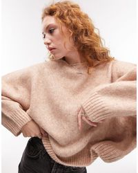 TOPSHOP Knitted Slouchy Sweater - Natural