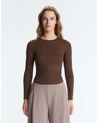 Oysho - Long-sleeved Rib T-shirt With Cotton And Modal - Lyst
