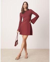 ASOS - Slash Neck Flute Sleeve Mini Dress With Back Detail - Lyst