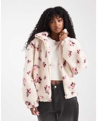 Miss Selfridge - Floral Borg Zip Through Jacket - Lyst