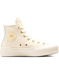 Converse - Chuck taylor all star lift - baskets à semelle plateforme avec détails dorés - blanc cassé/doré - Lyst