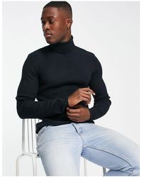 Pull col roulé moulant côtelé - Jaune fluo ASOS pour homme en coloris Vert  | Lyst