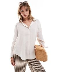 ONLY - Oversized Long Sleeve Textured Shirt - Lyst