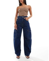 ASOS - High Waisted Barrel Jean With Pocket Detail - Lyst