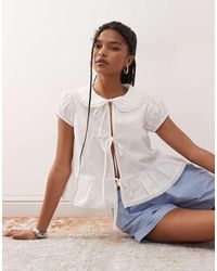 Collusion - Tie Front Top With Collar - Lyst