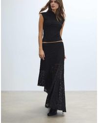 Stradivarius - Asymmetric Lace Midi Skirt - Lyst