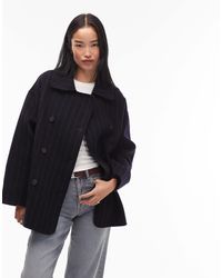 & Other Stories - Wool Double Breasted Cropped Coat In Pin Stripe - Lyst