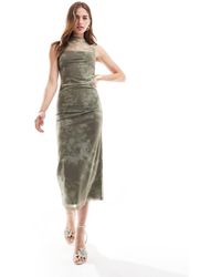 ASOS - Vestido Largo Con Cuello Subido Y Estampado Efecto Tie Dye De Malla De -Sin Color - Lyst
