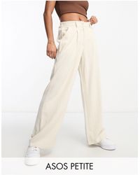 ASOS - Asos Design Petite Dad Trouser With Linen - Lyst