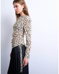 TOPSHOP - Ruched Long Sleeve Top - Lyst