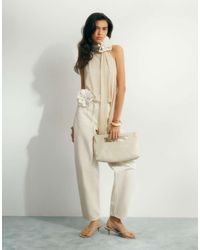 River Island - Cream Barrel Leg Jeans - Lyst