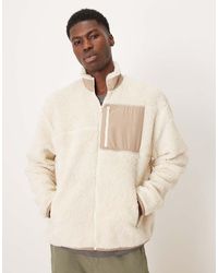 ASOS - Relaxed Borg Zip Through Jacket - Lyst