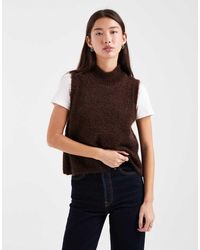ASOS - Fluffy Knitted Tank Top With High Neck - Lyst