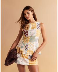ASOS - Top Van Linnenmix Met Lange Pasvorm En Tegelprint, Deel Van Co-Ord Set - Lyst