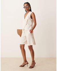 Vila - Pantalones Cortos De Sastre Color Crema De Talle Alto De (Parte De Un Conjunto)-Blanco - Lyst