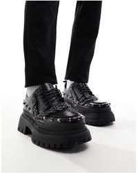 ASOS - Zapatos s con suela gruesa, cordones y detalles plateados - Lyst