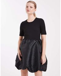 Pieces - Satin Skirt Puffball Mini Dress - Lyst