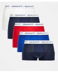 GANT - Pack De 5 Calzoncillos De Color Azul Marino, Azul, Rojo Y Blanco Con Logo En La Cinturilla De - Lyst