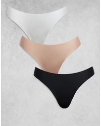 ASOS - 3 Pack No Vpl & Lace Trim Lingerie Thongs - Lyst