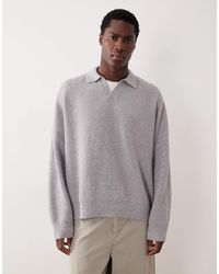 ASOS - Super Oversized Boxy Fit Knitted Fisherman Rib Notch Neck Jumper - Lyst