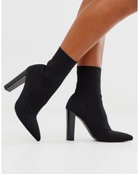 enhance block heel sock boots