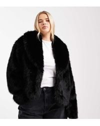 ASOS - Asos Design Curve Shawl Collar Faux Fur Jacket - Lyst
