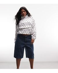 Noisy May - baggy Denim Shorts With Seam Detail - Lyst