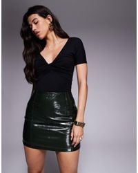 River Island - Faux Leather Croc Pocket Detail Mini Skirt - Lyst