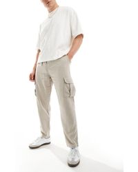 New Look - Linen Blend Cargo Trousers - Lyst