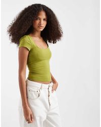 ASOS - Cotton Square Neck Cap Sleeve Top - Lyst
