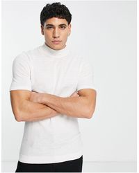 ASOS Muscle Fit Knitted T-shirt With Turtle Neck - White