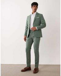 SELECTED - Pantalones De Traje Verdes De Corte Slim De Mezcla De Lino - Lyst