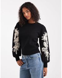 Object - Pull avec manches volumineuses et appliqués fleuris - Lyst