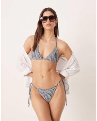 ASOS - Scarlet Stripe Shirred Triangle Bikini Top - Lyst