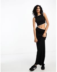 ASOS - Slinky Cut Out Maxi Dress With Contrast Binding - Lyst