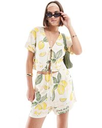 ASOS - Pantaloncini Con Stampa Di Limoni E Finiture A Zig-Zag - Lyst