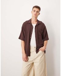 ASOS - Camisa De Corte Estándar Cuadrado Con Cuello De Solapas De Tejido Texturizado De - Lyst