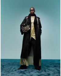 Bimba Y Lola - Longline Borg Faux Leather Coat - Lyst